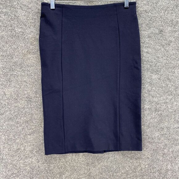 Ann Taylor Skirt Women 2 Blue Midi Straight Zipper Mid Rise Rayon Casual Solid - Picture 4 of 9